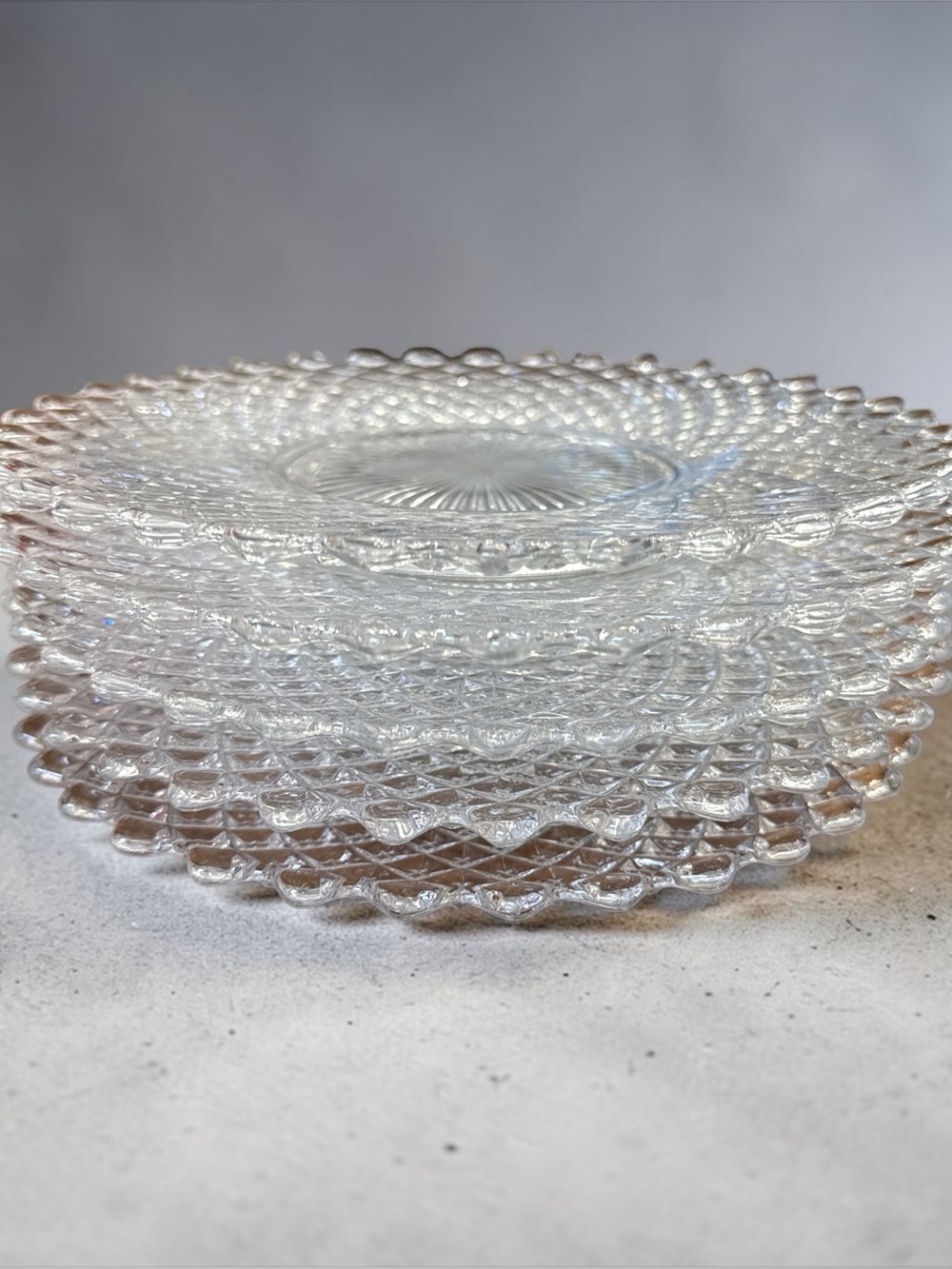 Set of 5 Vintage Westmoreland English Hobnail Clear Salad Plates 8.25" Mint